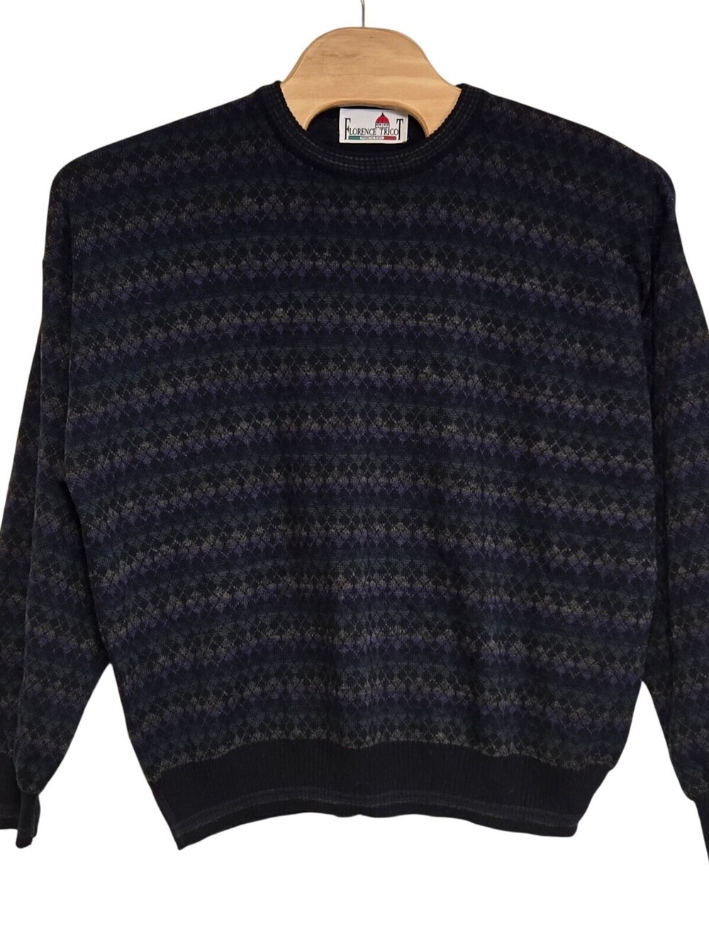 VTG Florence Tricot Men's Argyle Sweater Size XL blue Italy Cosby Grandpacore
